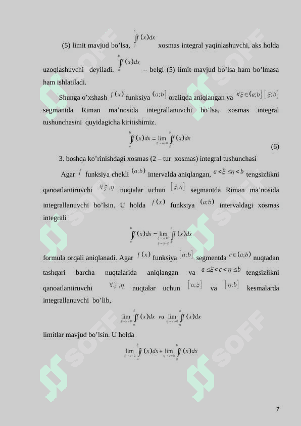 BIRINCHI TUR XOSMAS INTEGRALLAR 7