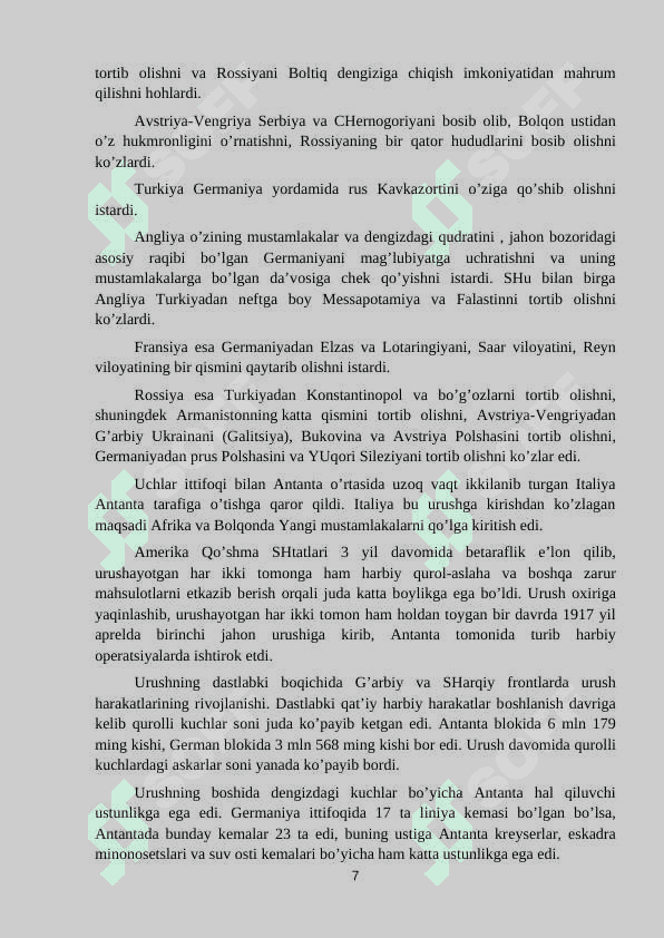 XVII ASRNING IKKINCHI YARMI - XX ASR BOSHIDA XALQARO MUNOSABATLAR 7