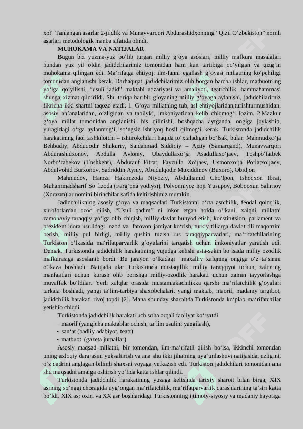 JADIDCHILAR – MA’RIFAT DARG‘ALARI 2