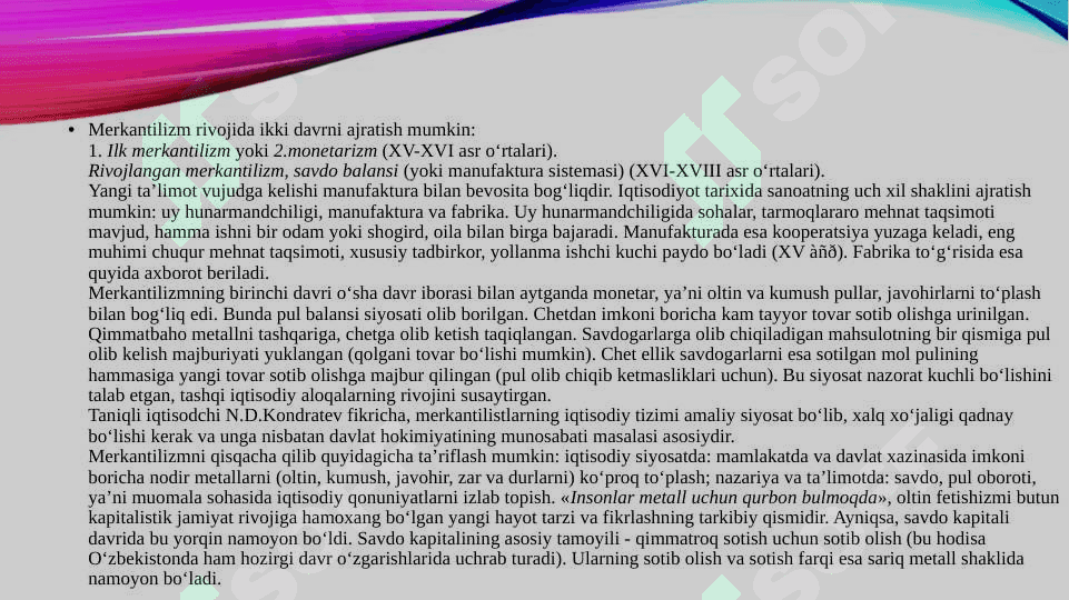 IQTISOD TA`LIMOTLAR TARIXI 6