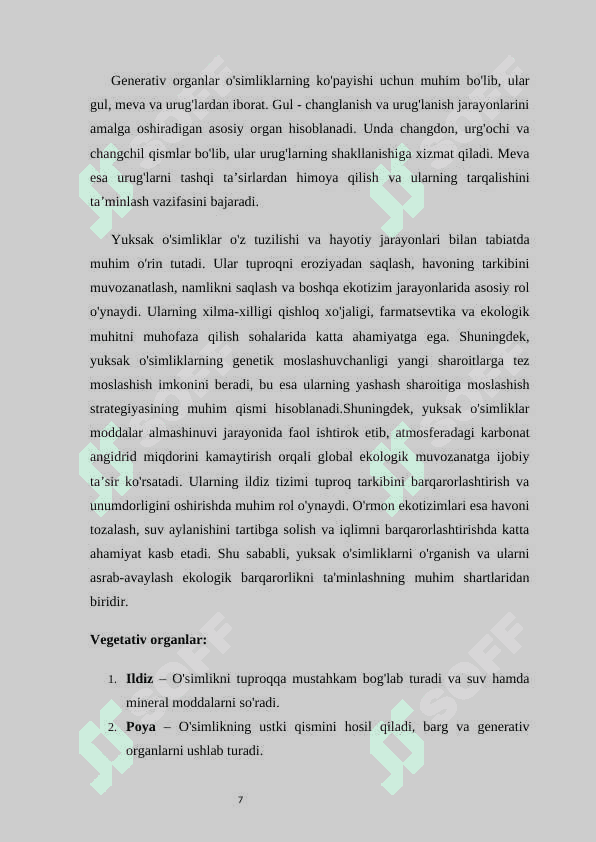 Yuksak oʻsimliklar 7