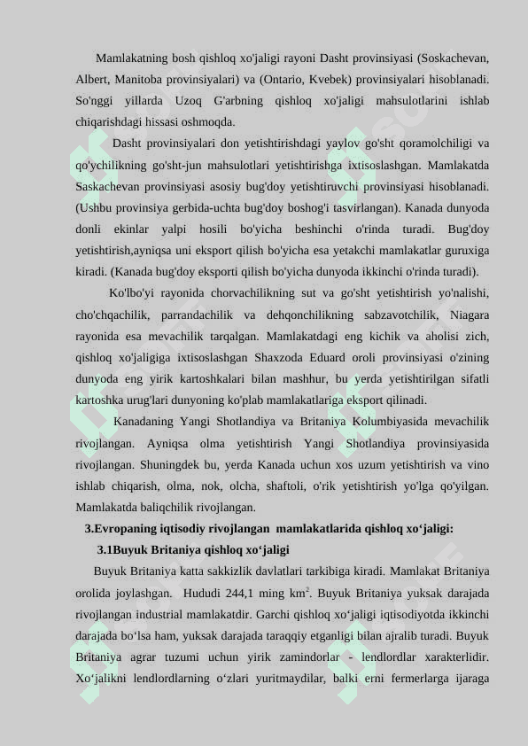 Rivojlangan mamlakatlarida qishloq xo‘jaligining o‘rni va rivojlanish xususiyatlari 4