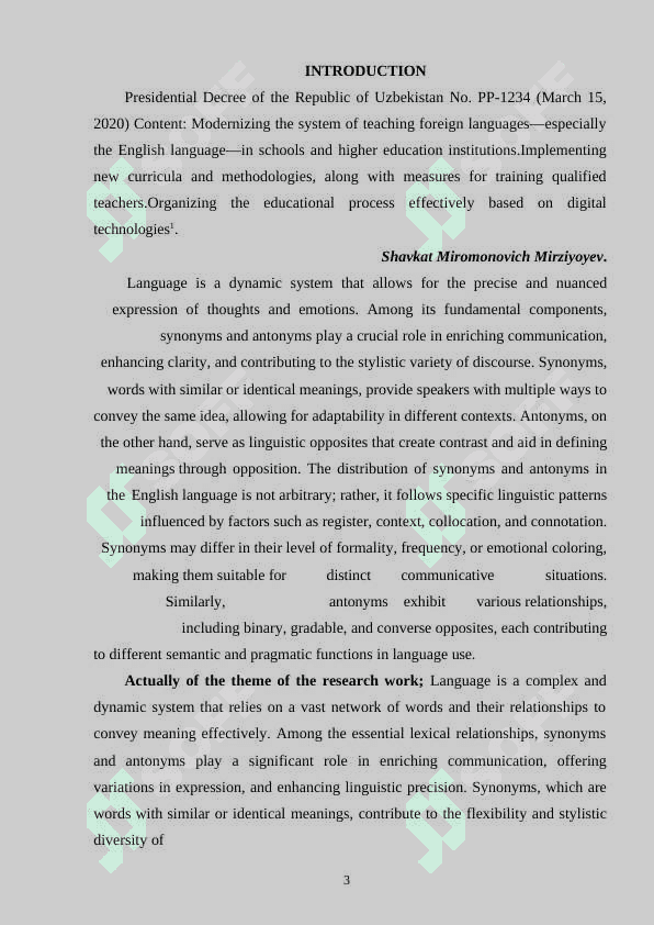 DISTRIBUTION FEATURES OF ENGLISH SYNONYMS AND ANTONYMS 3