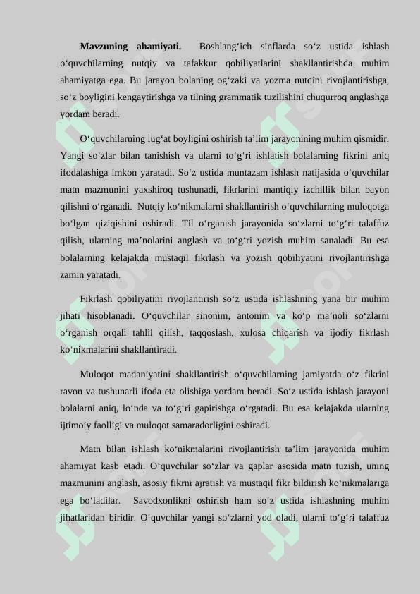 Boshlangich sinflarda so'z ustida ishlash 4