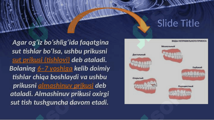 Tishlarning chiqishi, ildizlarning shakllanishi va sut tishlar ildizlarining surilish muddatlari 5