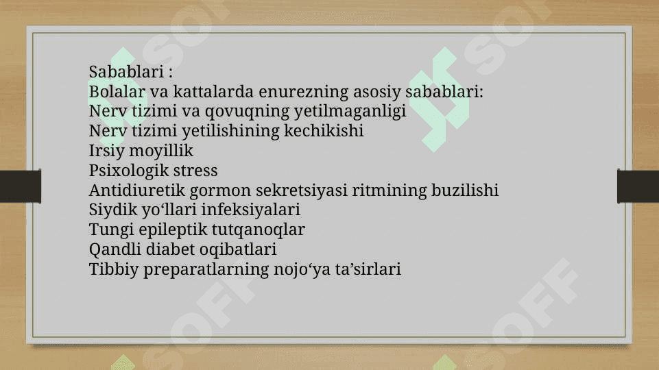 Enurez siydik chiqarish yo’llari neyrogen disfunktsiysi 4