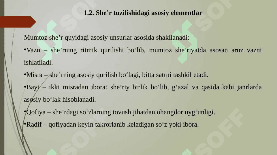Mumtoz she'r tuzilishi va aruz ilmi. Qofiya ilmi, ilmi bade’ 6