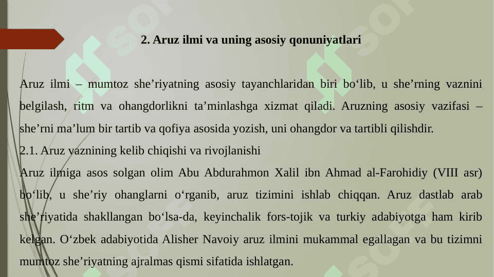 Mumtoz she'r tuzilishi va aruz ilmi. Qofiya ilmi, ilmi bade’ 8