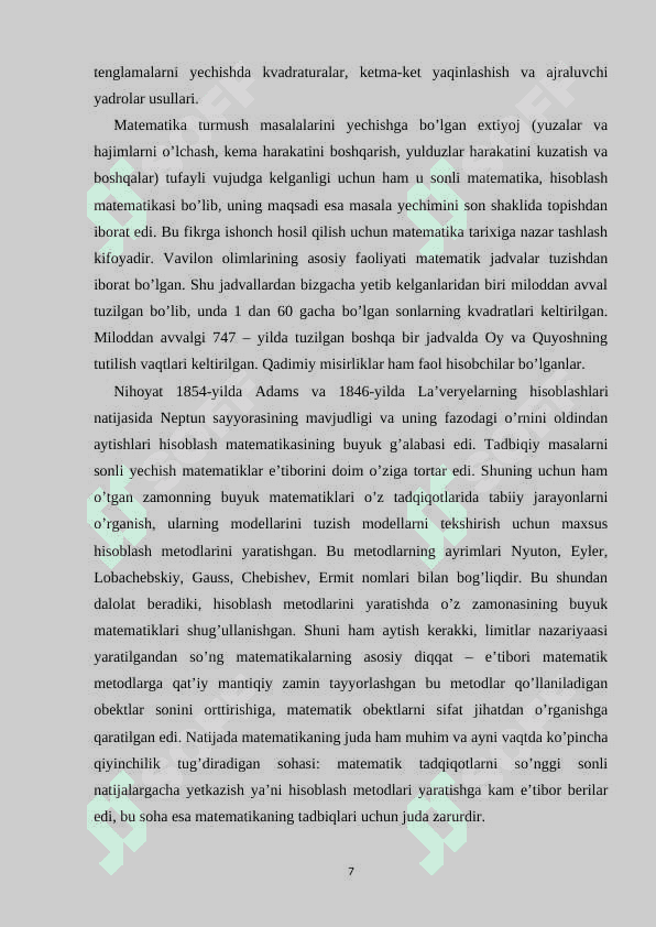 Chiziqli algebraik tenglamalar sistemasini teskari matritsalar usuli bilan yechish 7