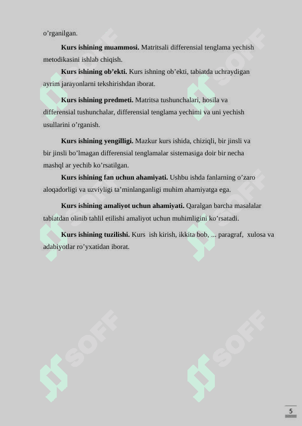 CHIZIQLI BIR JINSLI BO’LMAGAN VEKTOR MATRITSALI TENGLAMA VA UNI O’ZGARMAS 5