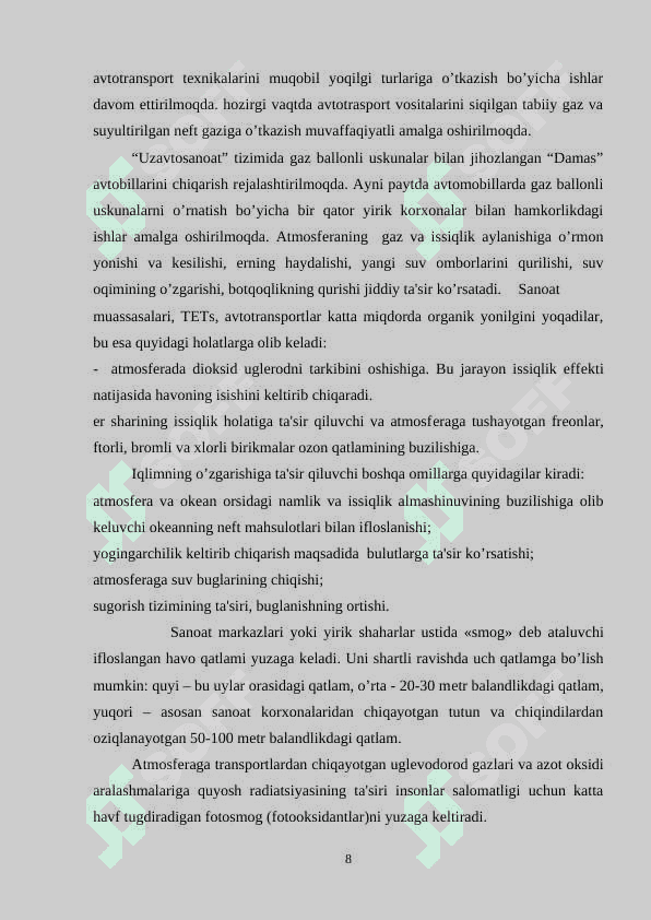 Ekologik tusdagi favqulodda vazityatlar va ularning oldini olish choralari 8