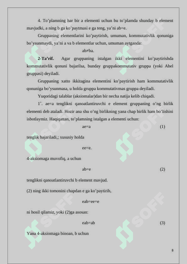 Chiziqli gruppalar 8