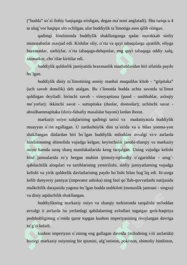 Buddaviylik dini uning vujudga kelishidagi tarixiy shart sharoitlar 4