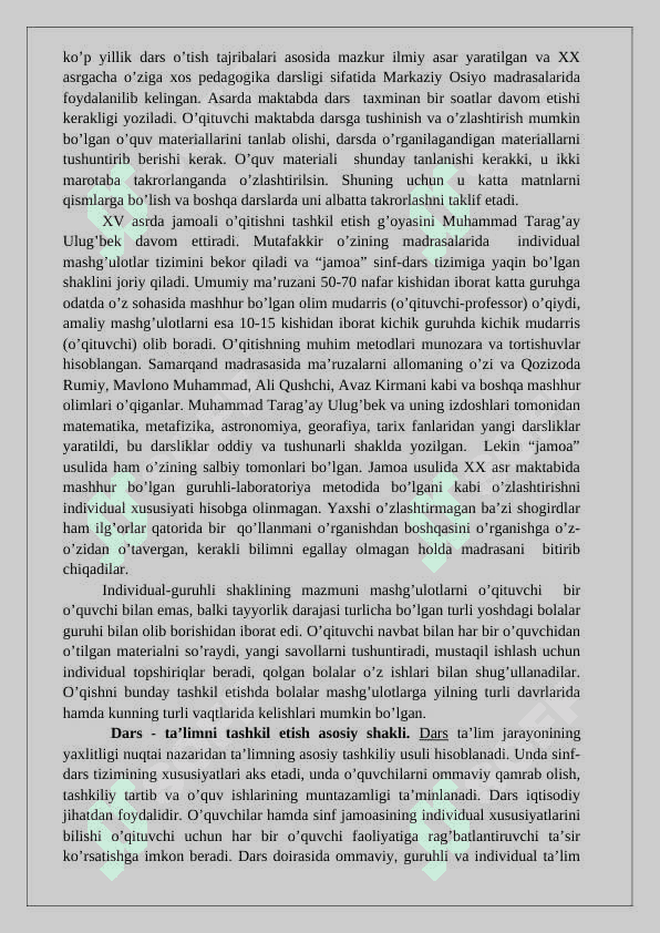DARS JARAYONIDA  TALIM -TARBIYA MUVOZANATI  TENGLIGI 8