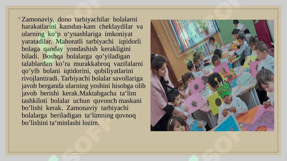 Tarbiyachining tasviriy faoliyat mashg'ulotlaridagi pedagogik va kasbiy maxorati 8