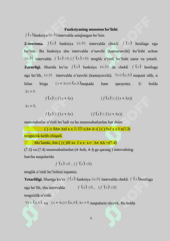 Differensial hisobning ba'zi bir tadbiqlari 5
