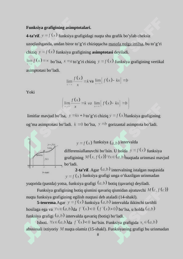 Differensial hisobning ba'zi bir tadbiqlari 8