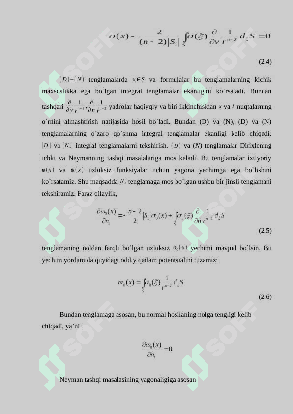 Dirixle va Neyman masalalarini potensiallar yordamida yechish 1 6