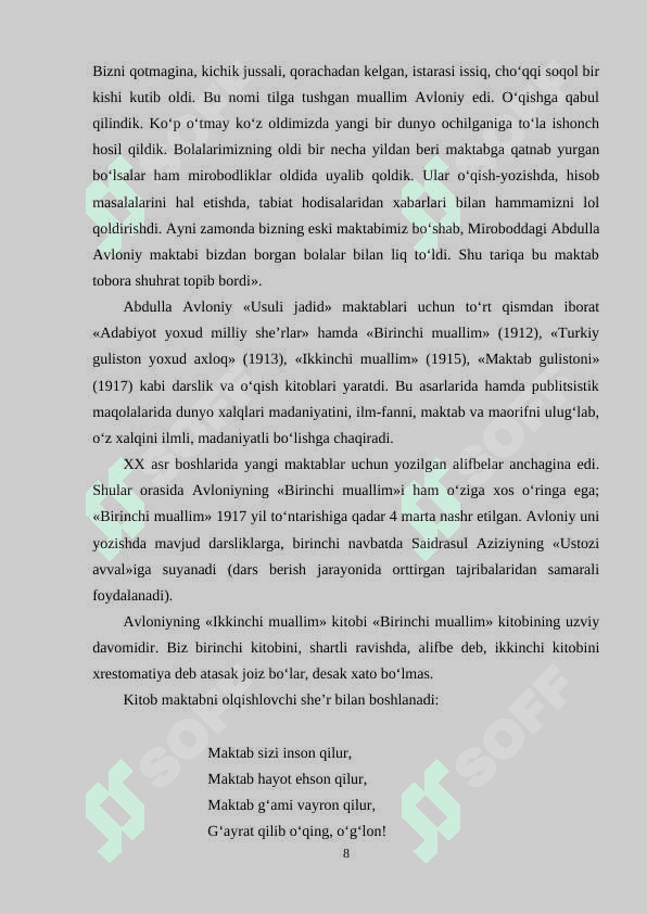 A.Avloniyning  Turkiy guliston yohud axloq asarida ta’limiy-axloqiy masalalar 8