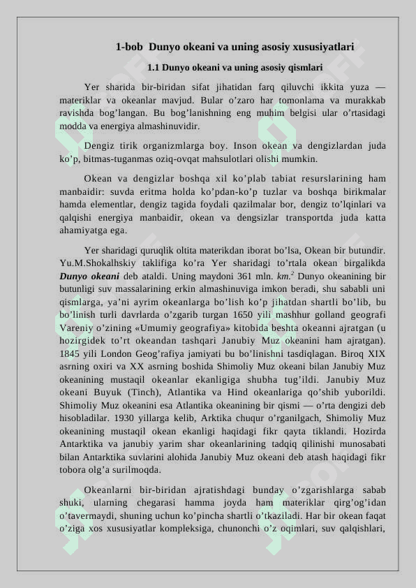 Dunyo okeanining asosiy xususiyatlari 4