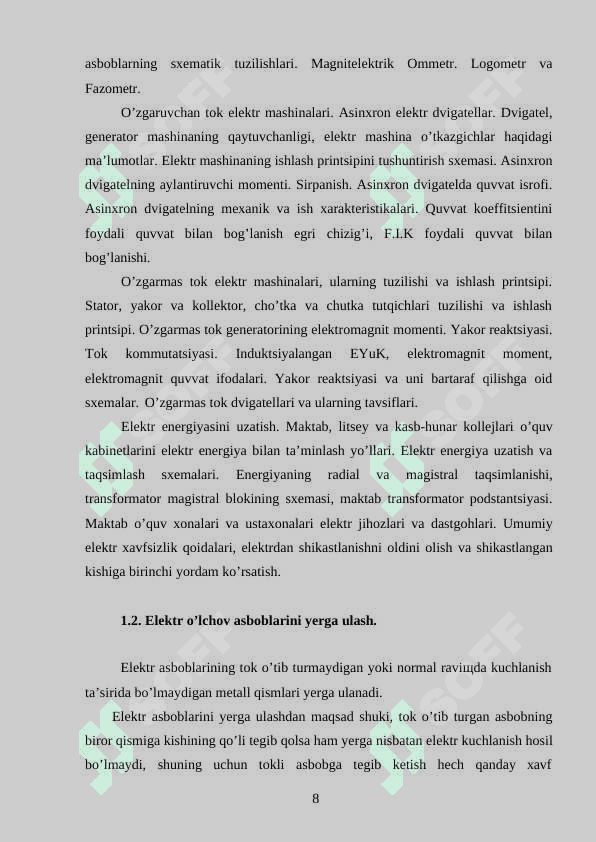Elektr o’lchashlar va elektr o’lchash asboblari 8