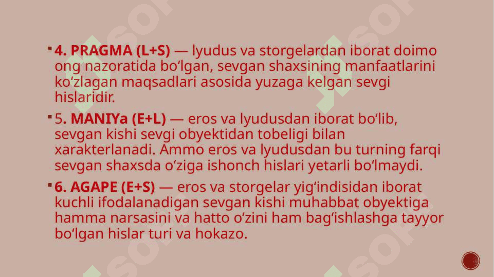 MUHABBAT TURLARI, BOSQICHLARI, BELGILARI 4