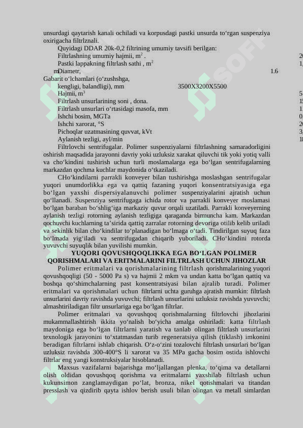 POLIMER ERITMALARINI FILTRAT VA ADSORBSIYALASH UCHUN JIHOZLAR. 8
