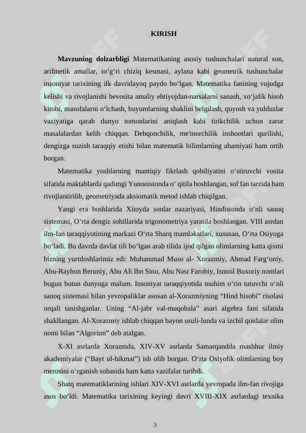 Hisoblash malakalarini tekshrish uchun nazorat ishlari 3