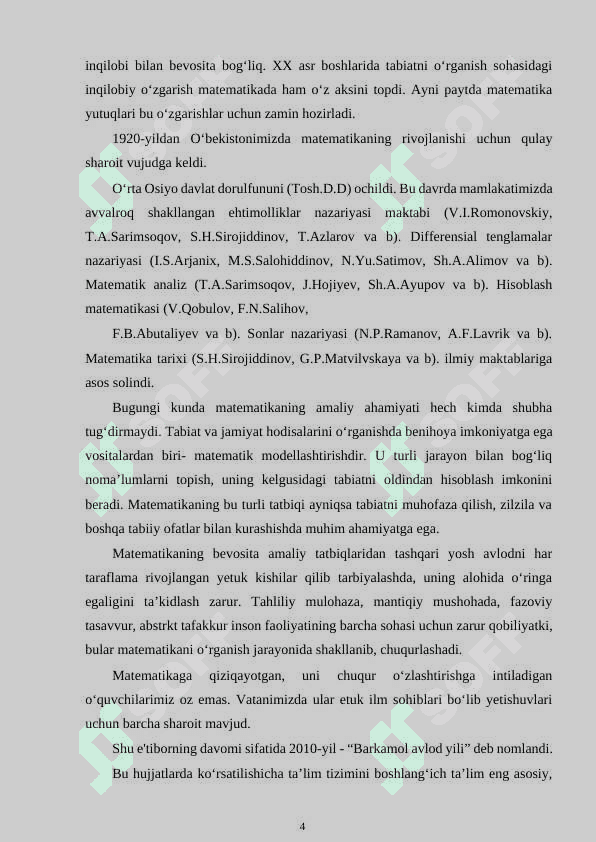 Hisoblash malakalarini tekshrish uchun nazorat ishlari 4