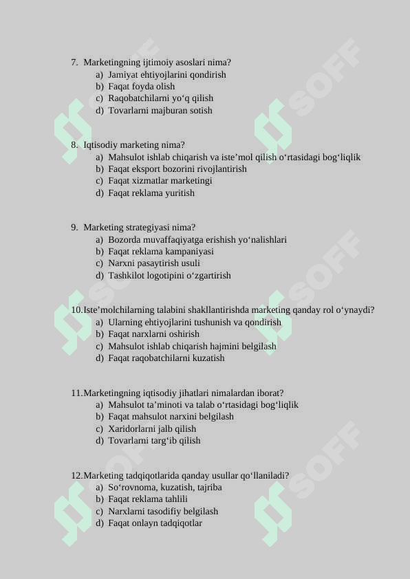 MARKETINGNING IJTIMOIY - IQTISODIY ASOSLARI 2