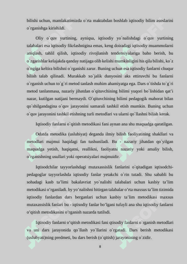 IQTISODIY FANLARNI O'QITISHDA AMALIY MASHG'ULOT VA SEMINAR DARSLARI 8
