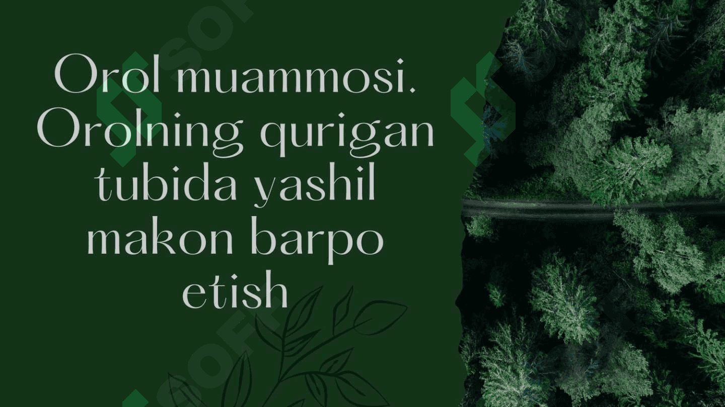 Orol muammosi. Orolning qurigan tubida yashil makon barpo etish 2
