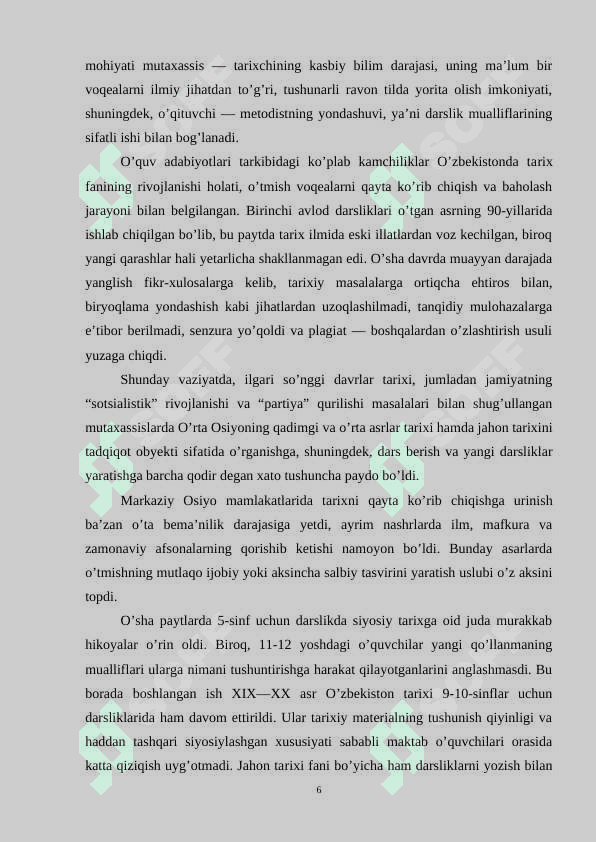 6-sinf tarix darsligining tuzilishi 6