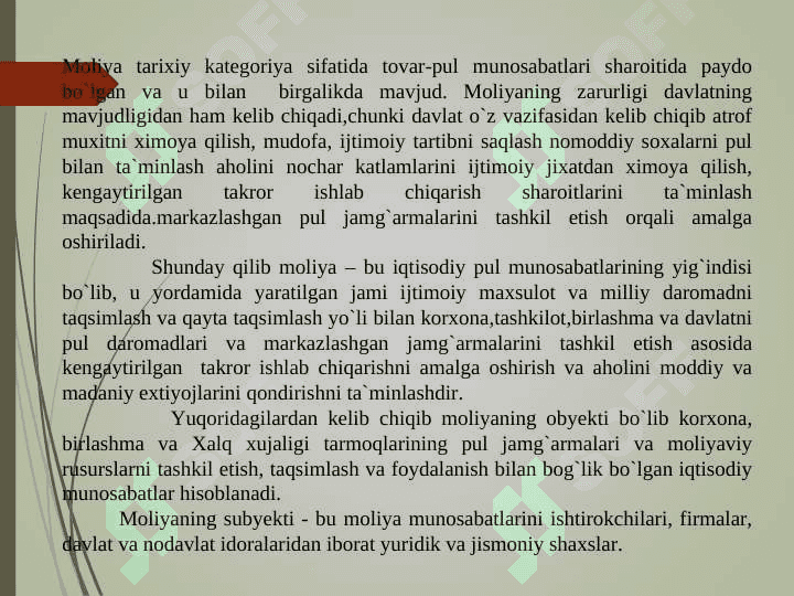 MOLIYA TIZIMI VA MOLIYAVIY SIYOSAT 7