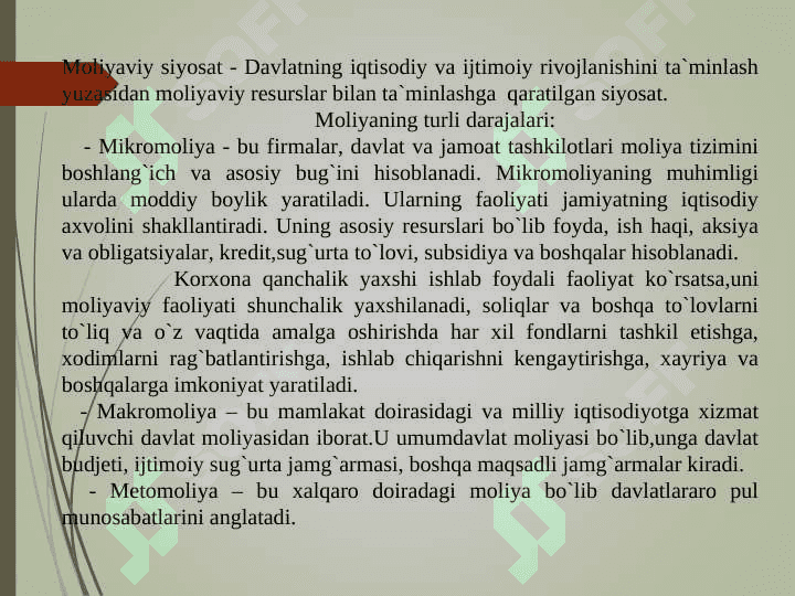 MOLIYA TIZIMI VA MOLIYAVIY SIYOSAT 8