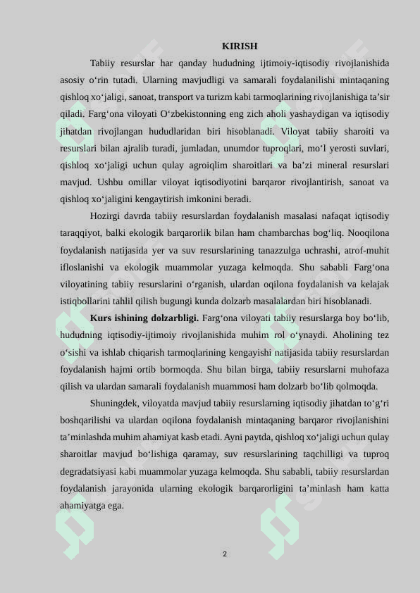Farg‘ona viloyati tabiiy resurslardan foydalanish 2