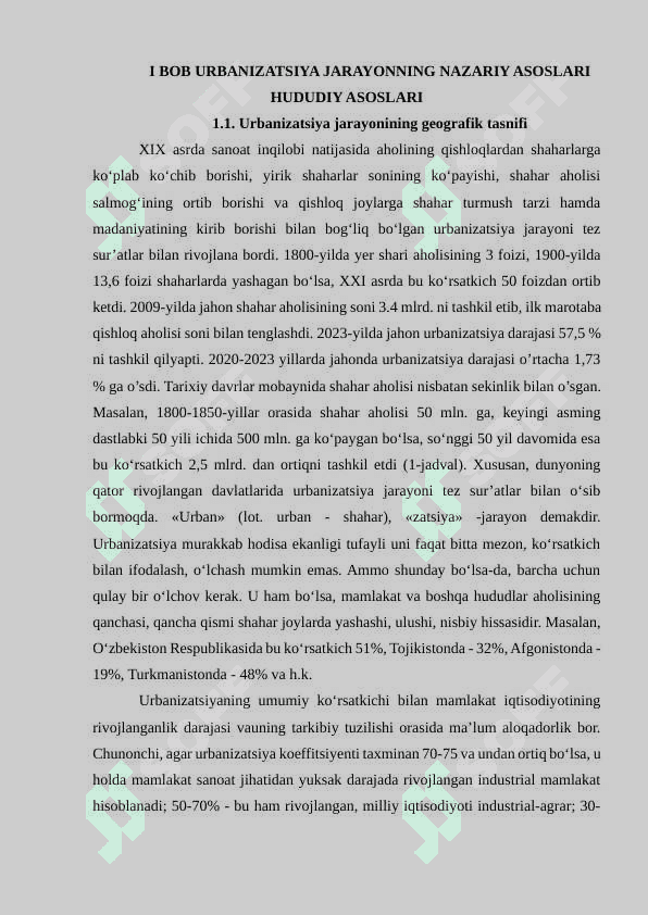 Jahon urbanizatsiyasining mintaqaviy xususiyatlari 5