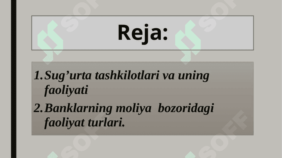 Moliya bozori institutlari (sug'urta va bank) 2