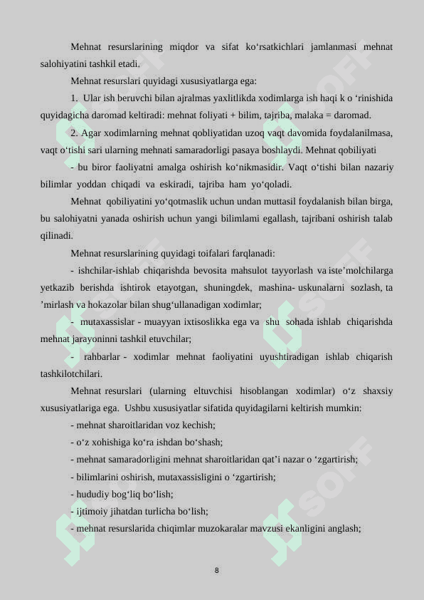 Mehnat resurslari, ishsizlik muommolar va ularning regional xususiyatlari 8
