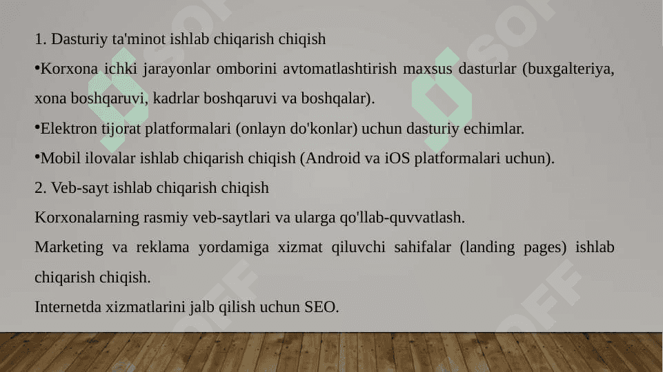 Tadbirkorlik faolyatlarini tashkil etish kompyuter programmalar asosida xizmat ko’rsatishTadbirkorlik faolyatlarini tashkil etish kompyuter programmalar asosida xizmat ko’rsatishTadbirkorlik faolyatlarini tashkil etish kompyuter programmalar asosida xizmat ko’rsatishTadbirkorlik faolyatlarini tashkil etish kompyuter programmalar asosida xizmat ko’rsatish 4