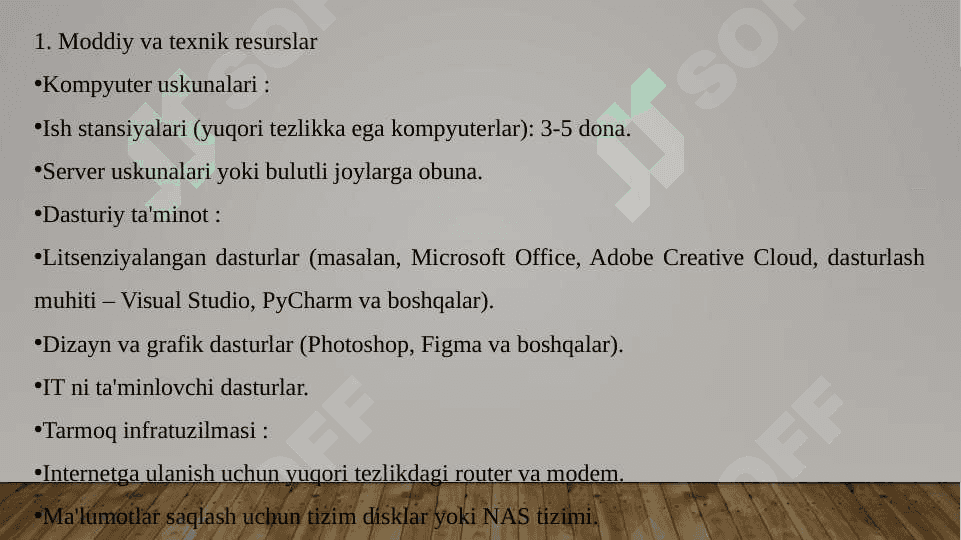 Tadbirkorlik faolyatlarini tashkil etish kompyuter programmalar asosida xizmat ko’rsatishTadbirkorlik faolyatlarini tashkil etish kompyuter programmalar asosida xizmat ko’rsatishTadbirkorlik faolyatlarini tashkil etish kompyuter programmalar asosida xizmat ko’rsatishTadbirkorlik faolyatlarini tashkil etish kompyuter programmalar asosida xizmat ko’rsatish 7