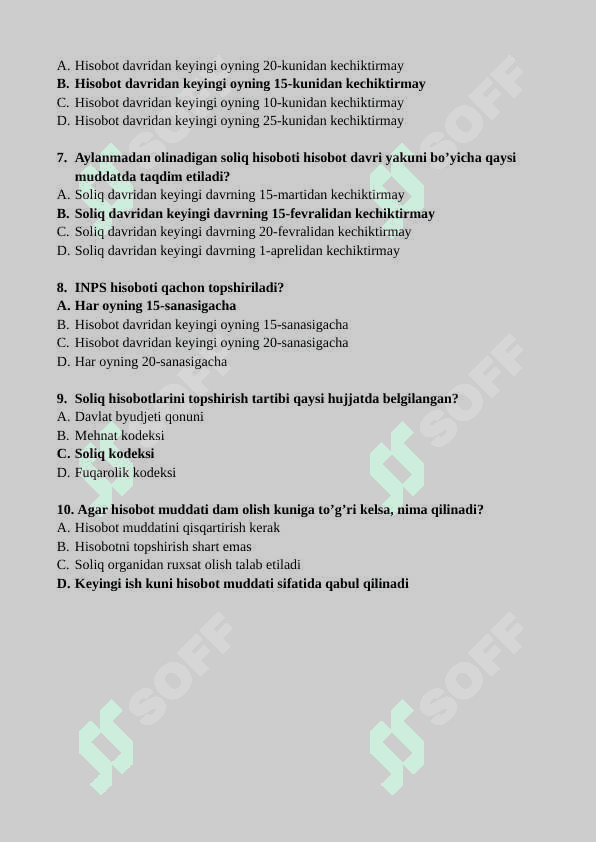 BUXGALTERIYA HISOBI VA AUDIT TEST 2