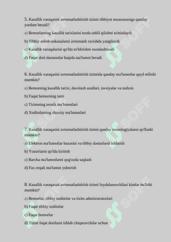 Buxgalteriya hisobining dasturiy komplekslari test 10 talik 2