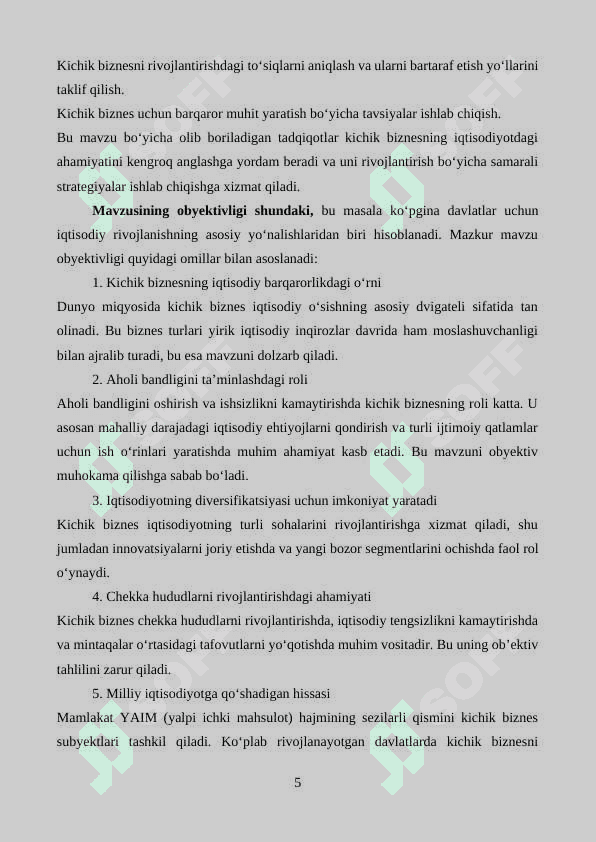 Kichik biznes va tadbirkorlikning mohiyati va mazmuni 5