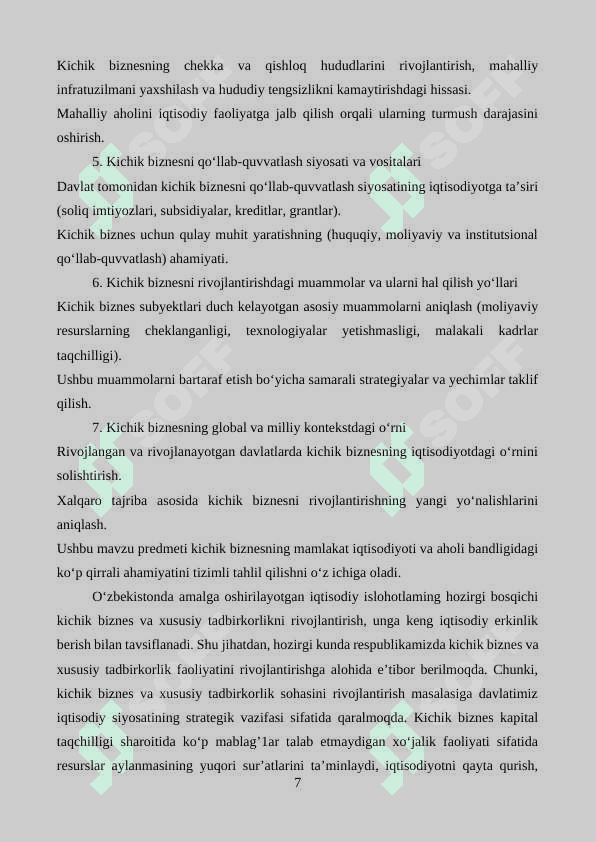 Kichik biznes va tadbirkorlikning mohiyati va mazmuni 7
