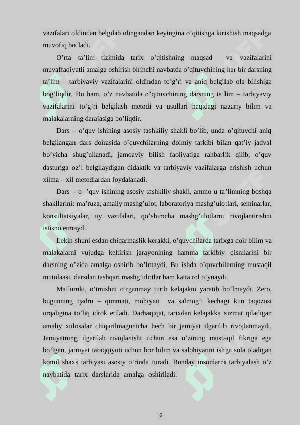 Tarix darslarida tushunchalarni shakllantirish metodikasi 6