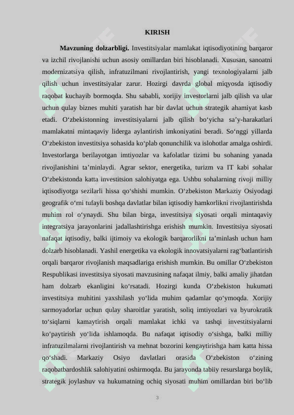 O‘zbekiston Respublikasi investitsiya siyosati 3