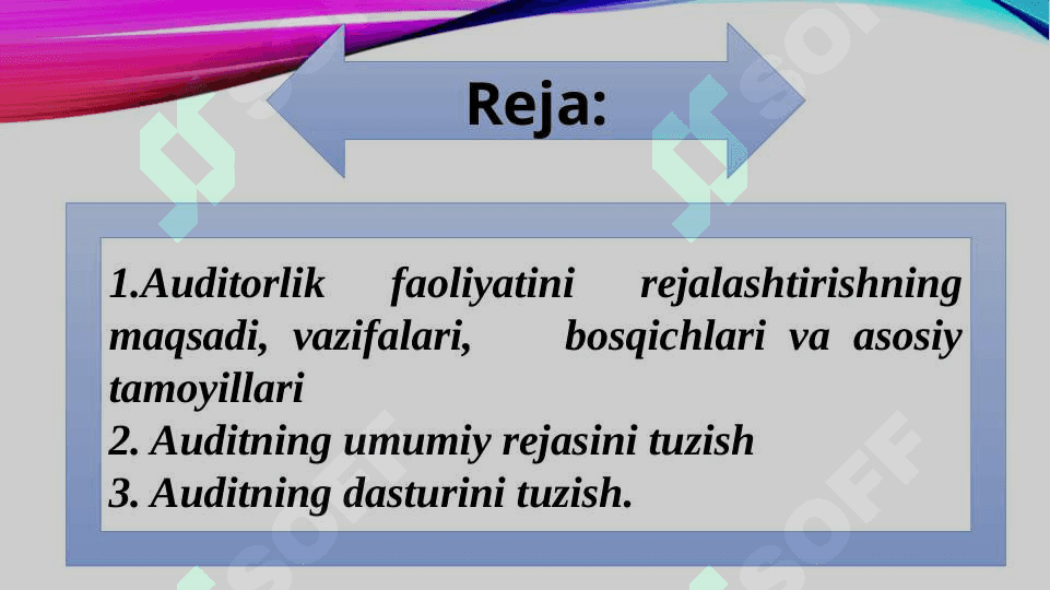 Auditorlik faoliyatini rejalashtirish UMUMIY 2