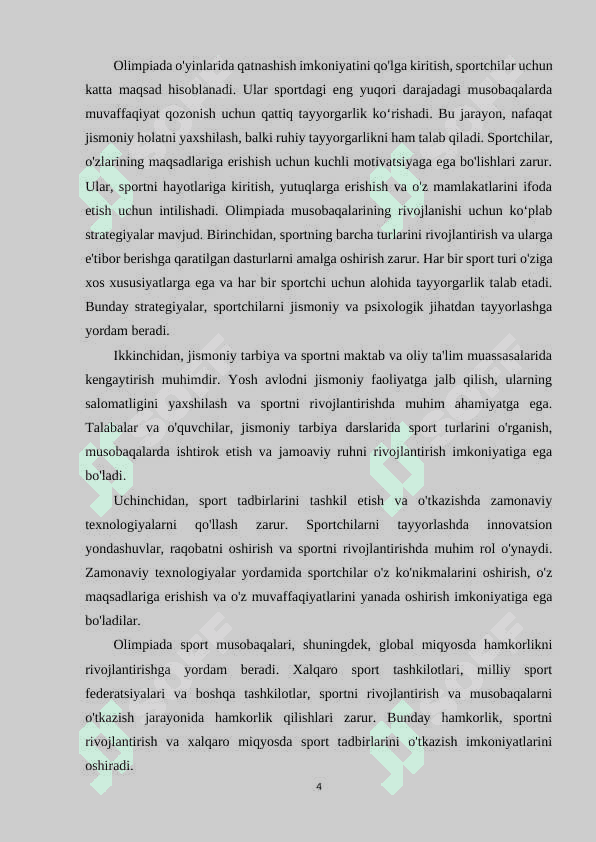 Olimpiada sport musobaqalari faoliyati. 4