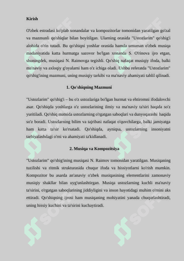 “Ustozlarim” S.O‘rinova she’ri, N.Raimov musiqasi 2